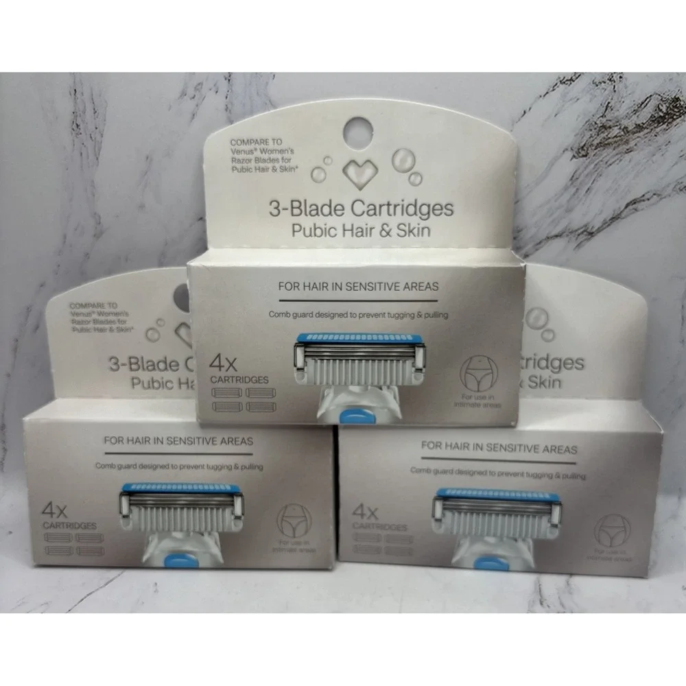 CVS Beauty 3-Blade Pubic Hair & Skin Razor Cartridges 12 Count New Gillette